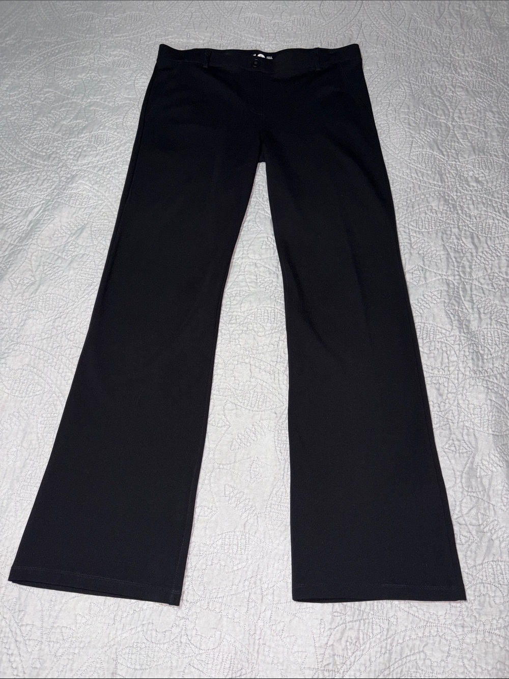 Black Wide-Leg Pull-On Trousers, sz XL Long